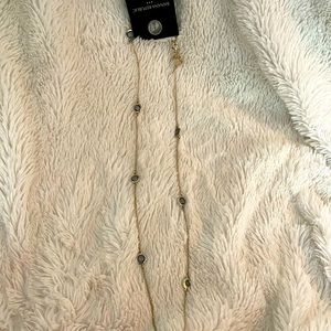 Banana Republic Long Necklace. Gold with Grayish Blue Stones